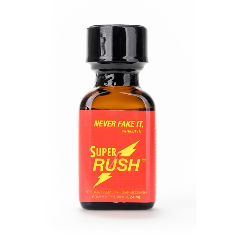 flacon poppers super rush 24ml, désinhibant et aphrodisiaque fort, idéal pour utilisateurs avertis.