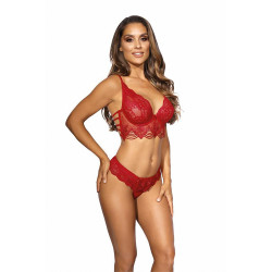 Soutien-gorge dentelle rouge V9691 Axami bustier armatures décolleté profond