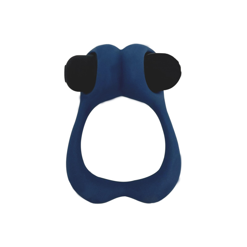 Cockring vibrant Nutty Alive bleu tempête silicone extensible stimulation double