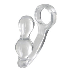 Stimulateur prostate cockring transparent Toy Joy 11,5cm TPE extensible