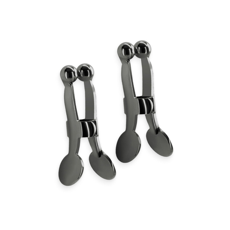 Pinces tétons Bound noir métal PVC chaîne 36cm BDSM réglable