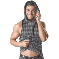 Hoodie Aegis Anaïs for Men débardeur capuche gris-vert sexy