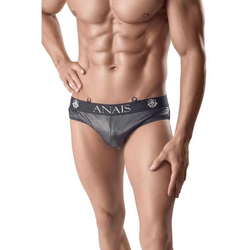 Slip Ares Anaïs wetlook mesh noir anneaux métal sexy homme