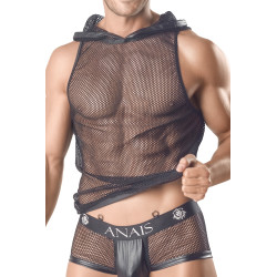 Hoodie Ares Anaïs mesh noir wetlook capuche sexy homme