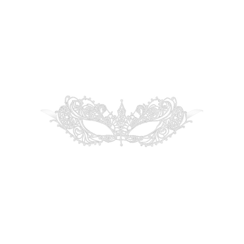 Loup Zenith blanc Maskarade dentelle guipure rubans satin