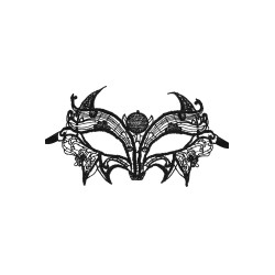 Loup Astre noir Maskarade dentelle guipure rubans satin