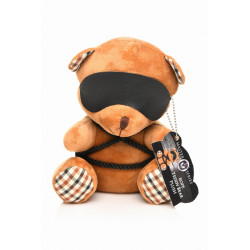 Ours peluche bondage 21cm bâillonné chaînes cuir synthétique
