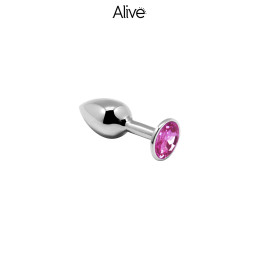 Plug métal bijou rose S pour plaisir anal féminin scintillant