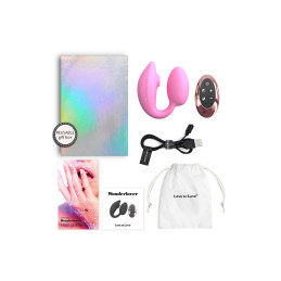 Double stimulateur Wonderlover rose flexible 180° rechargeable USB aimant