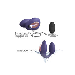 Double stimulateur Wonderlover violet idéal couple télécommandé étanche