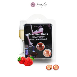 2 Brazilian Balls fraise champagne idéal jeux érotiques huile parfumée
