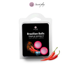 2 Brazilian Balls triple effets Secret Play lubrifiant chaud vibrant