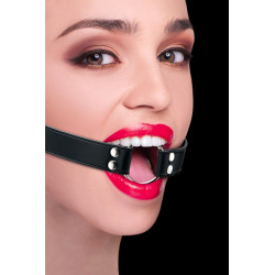 Bâillon bdsm ring gag anneau métal sangles cuir ajustable