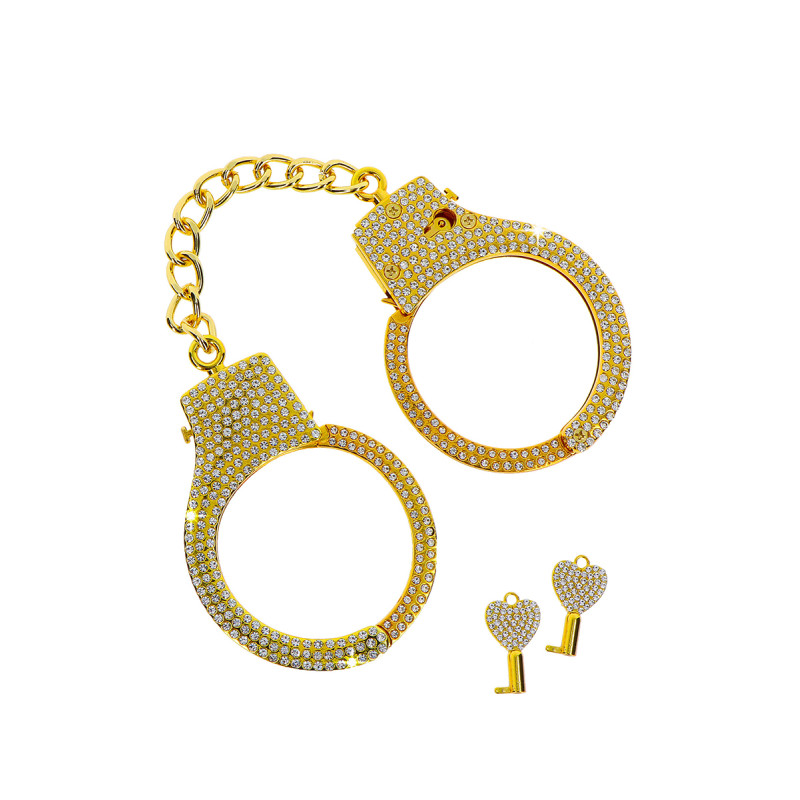 Menottes dorées et strass Taboom Bondage plaqué or réglable