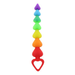 Stimulateur anal Rainbow Heart Beads - Toyjoy pour plaisir progressif multicolore