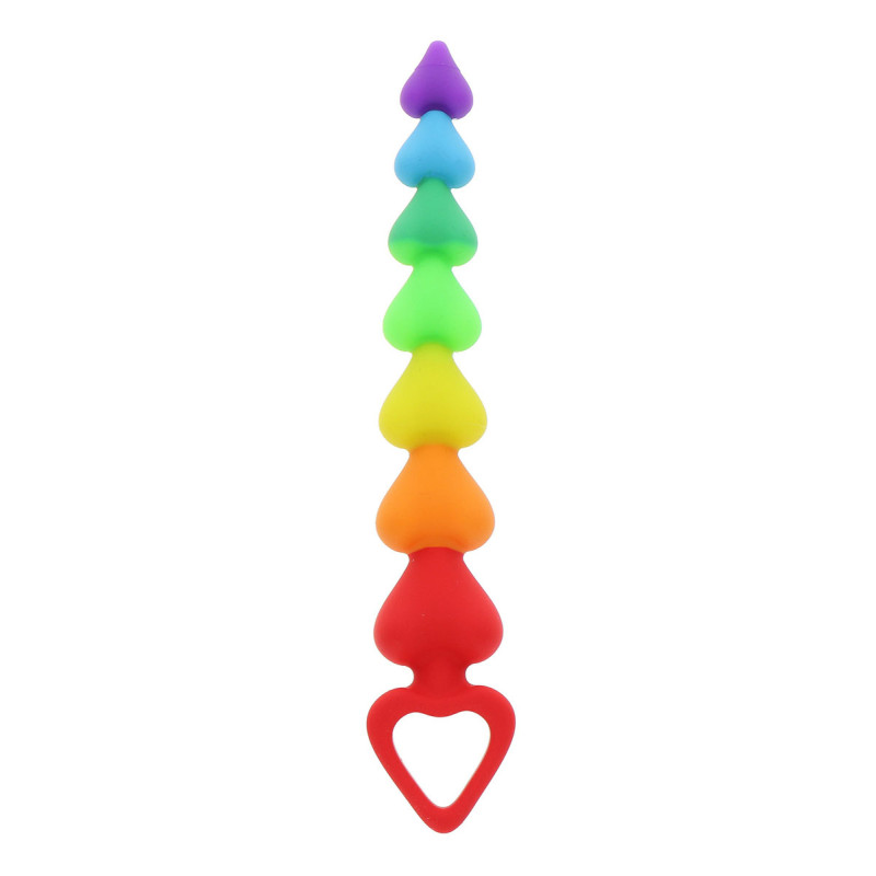 Stimulateur anal Rainbow Heart Beads - Toyjoy pour plaisir progressif multicolore