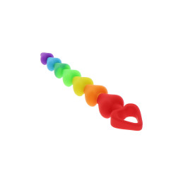 Stimulateur anal Rainbow Heart Beads - Toyjoy avec 7 cœurs silicone flexibles