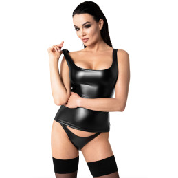 Top Elixir F346 wetlook noir brillant au style structuré et sensuel