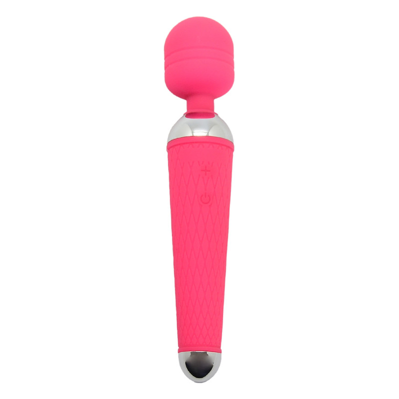 Vibromasseur Wand Pichile Wooomy rose silicone doux tête large 20 cm stimulation