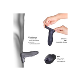 Gaine de pénis 3 en 1 Ryzer Black Plum cockring intégré maintien parfait