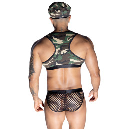 Tenue militaire sexy 4 pièces ensemble commando filet cache sexe provocant