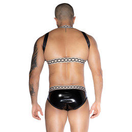 Ensemble sexy deux pièces noir blanc tenue rave top boxer élégance provocante