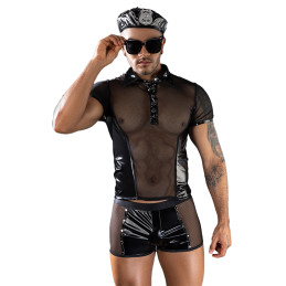 Déguisement policier sexy 4 pièces homme boxer wetlook polo béret lunettes