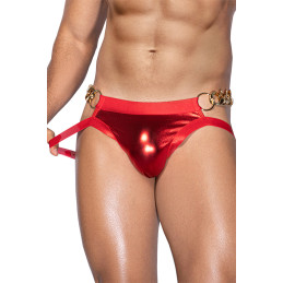 Jock strap rouge brillant wetlook J Lingerie homme taille unique sexy