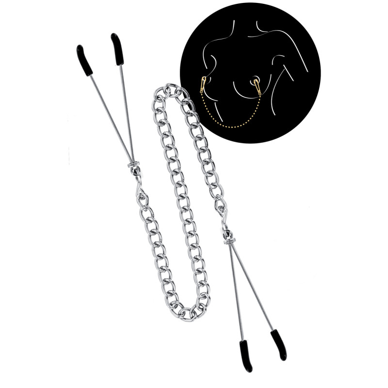 pinces à seins réglables chainette acier argenté sweet caress
