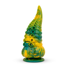 Gode Tentacle Delight 22 cm jelly vert-jaune ventouse spirale.