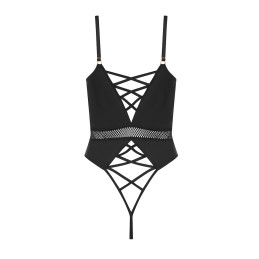 Body noir Kristeen, entre-jambe ouvert et style fatal