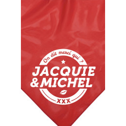 Bandana rouge Jacquie & Michel accessoirisant poignet avec logo iconique