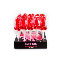 Présentoir de 40 sucettes pénis à la fraise décorant fêtes ludiques