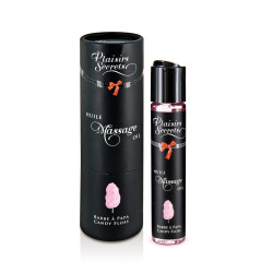 huile de massage gourmande barbe à papa, comestible et idéale pour des plaisirs coquins partagés.