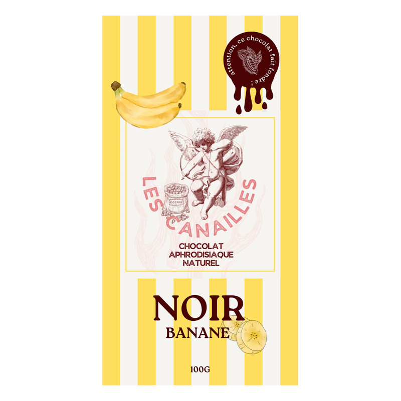 Chocolat noir banane Tablette 100g pour une gourmandise exotique et sensuelle