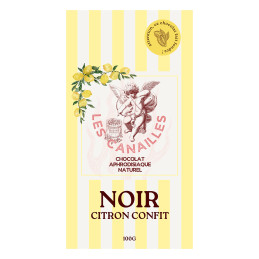 Chocolat noir citron confit Tablette 100g pour une rencontre entre amertume du cacao et acidité gourmande