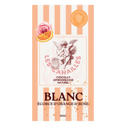 Chocolat blanc écorce d’orange et rose – Tablette 100g pour un parfum floral et frais