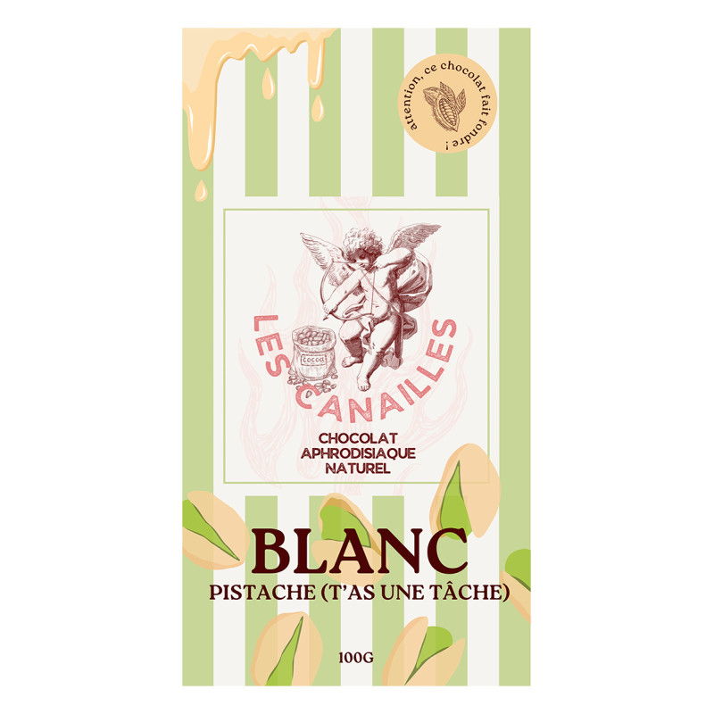 Chocolat blanc pistache – Tablette 100g aux pistaches entières pour une touche salée sucrée