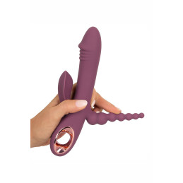 Vibro slim triple plum jouet flexible adapté aux courbes pour sensations synchronisées et intenses