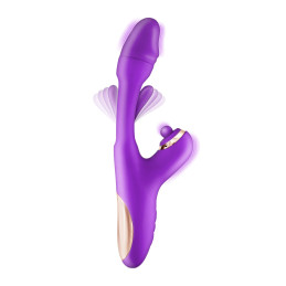 Vibromasseur rabbit 3‑en‑1 Joyfully violet sextoy violet avec branches clitoridiennes pour plaisir combiné