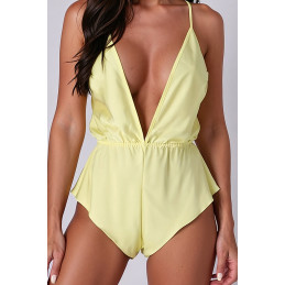 Body Sensie jaune, décolleté ouvert en v avec bretelles réglables