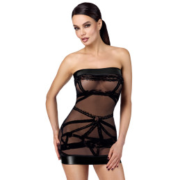 Mini robe floquée à épaules nues Bondesque F359 au charme envoûtant