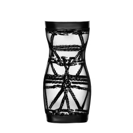 Mini robe floquée à épaules nues Bondesque F359 fusion texture et séduction