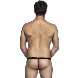 string noir pour hommes paris hollywood, fabriqué en élastique doux avec poche transparente en maille fine.