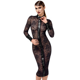 Robe fourreau Noirelle F376 à la dentelle fluide et boutonnée sexy