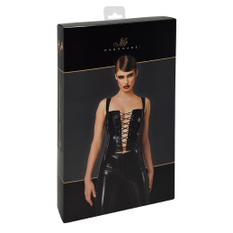 Corset en vinyle Dominae F379 - Noir Handmade