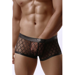 boxer sexy paris hollywood, maille fine transparente avec bandes élastiques wetlook pour un look audacieux et sexy.