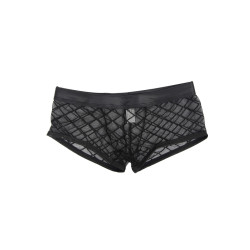boxer noir paris hollywood, confortable et sexy, avec détails en wetlook et bandes quadrillées pour un style irrésistible.