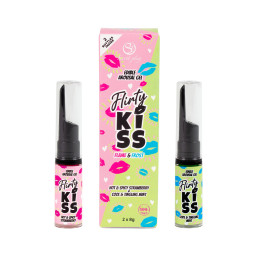 Pack 2 gels pour sexe oral Flirty Kiss fraise menthe comestible