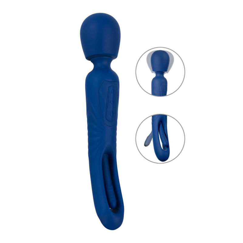 Vibro Wand réversible avec langue vibrante léchage clitoris fou